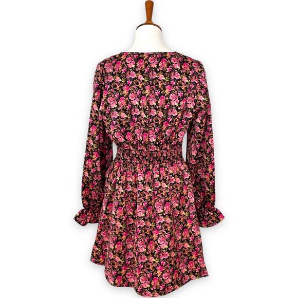 Vero Moda Elly Floral Button Front V-Neck Long Sleeve Mini Dress Size Medium - Picture 8 of 15